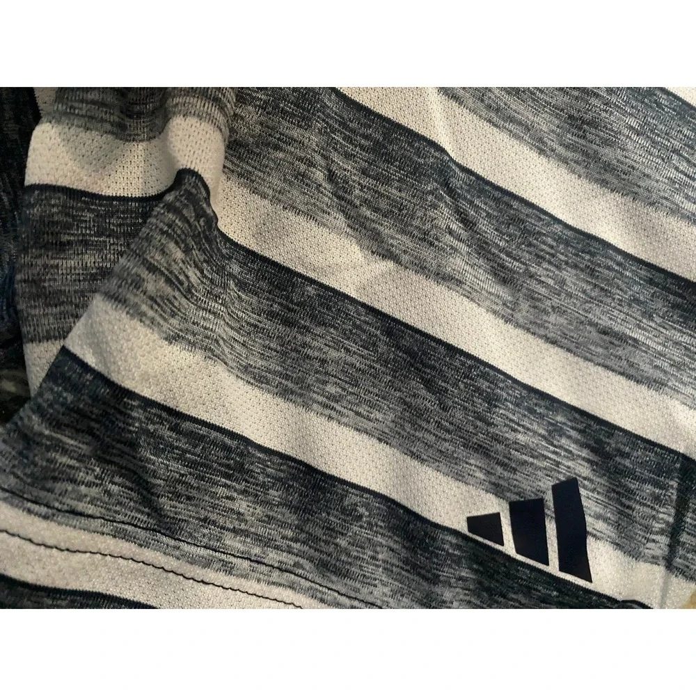 Adidas  Striped‎ Polo Shirt Blue White Logo Size XL